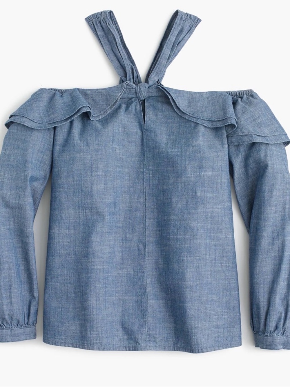 J. Crew Light Blue Chambray Top with Neck Tie